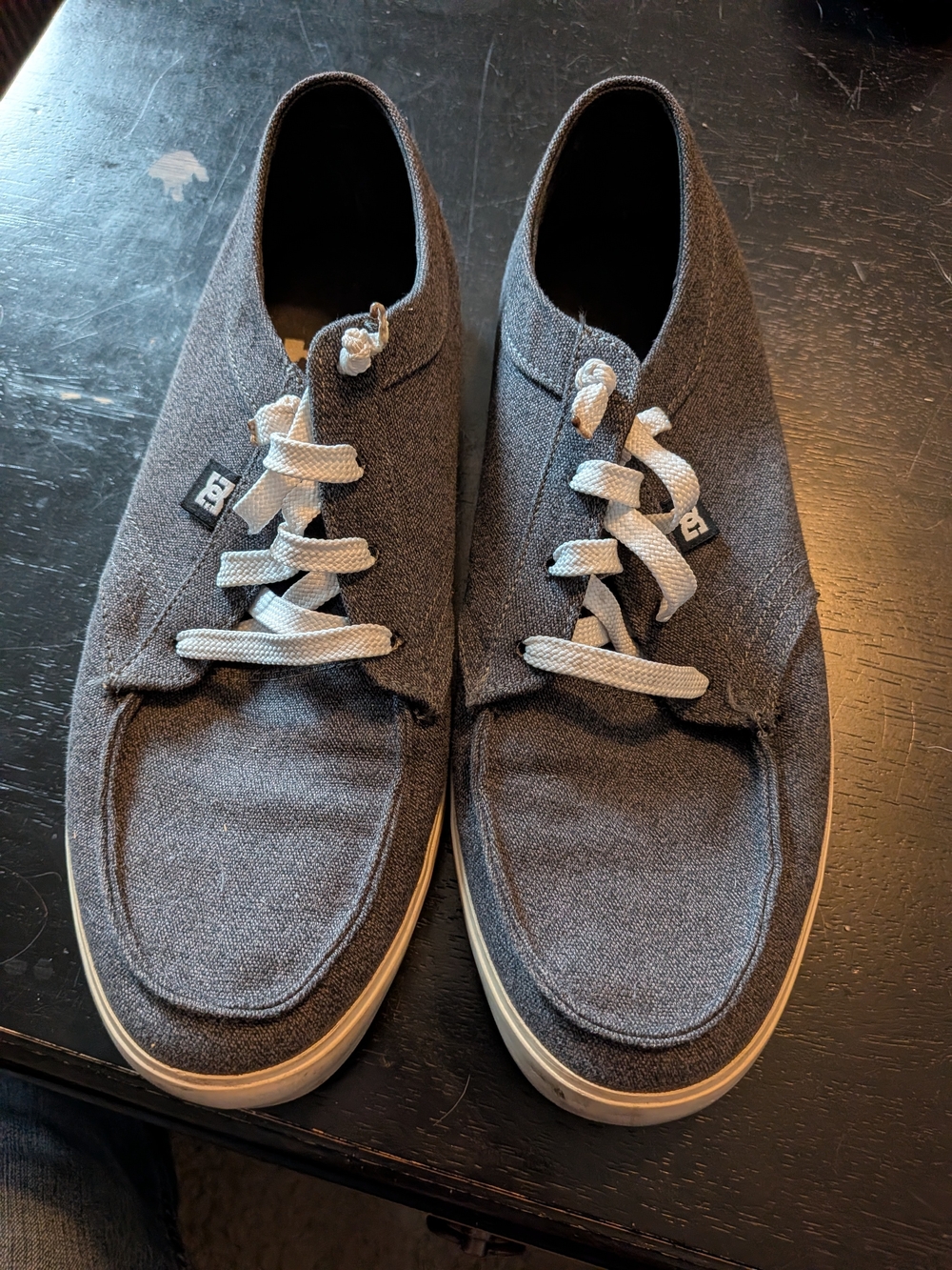 DC Men's Charcoal Canvas Sneakers with White Laces